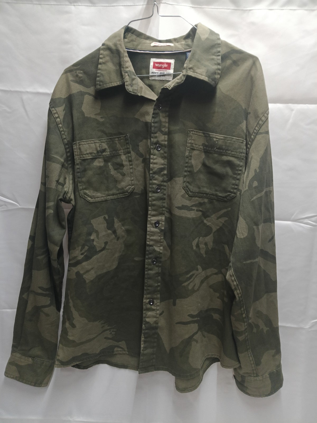 Wrangler Men's Camo Long Sleeve Button Up Shirt Flex for Comfort Size L G